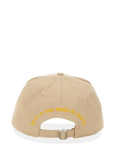 Shop Dsquared2 Dsquared Men Baseball Hat With Logo In Cream