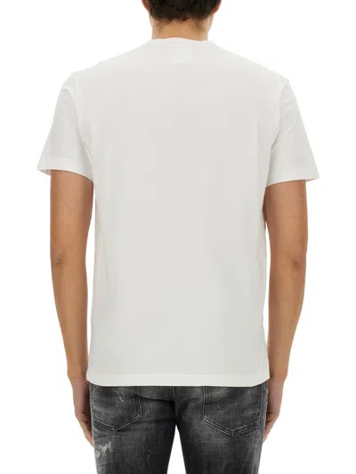 Dsquared2 White T-shirt With Logo Print On The Front In Cotton Man In White