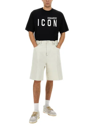 Dsquared2 Dsquared Men Denim Bermuda Shorts In Cream