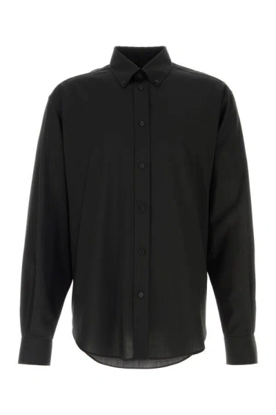 Fendi Wool Shirt Long Sleeves In Black