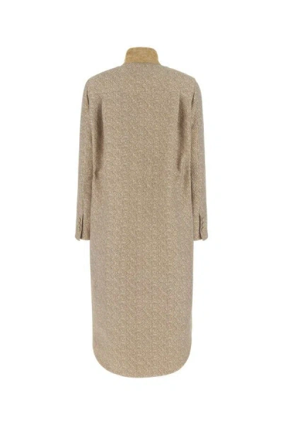 Fendi Brown Embroidered Wool Blend Coat In Multicolor