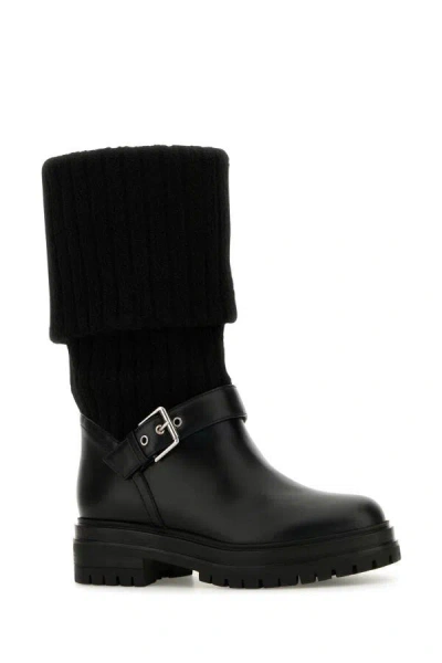 Gianvito Rossi Stivali Thurso Nero In Pelle E Tessuto Donna In Black