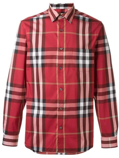 Shop Burberry Checked Shirt In 6404b Parade Red