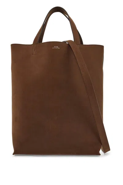 Apc A.p.c. Medium Brown Calfskin Bag With Removable Shoulder Strap Cabas Maiko
