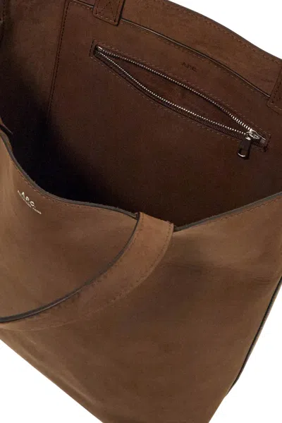 Apc A.p.c. Medium Brown Calfskin Bag With Removable Shoulder Strap Cabas Maiko
