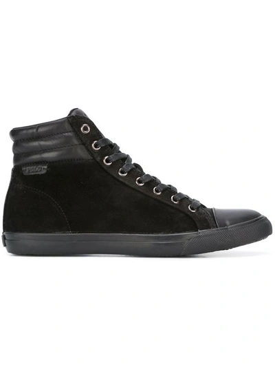 Polo Ralph Lauren Men's Shoes High Top Suede Trainers Sneakers Geffron In Black