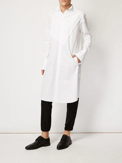 Shop Aganovich Chest Patch Long Shirt - White
