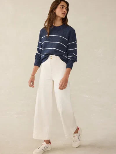 Faherty Stretch Terry Harbor Ankle Pants In Egret
