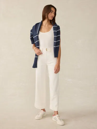 Faherty Stretch Terry Harbor Ankle Pants In Egret
