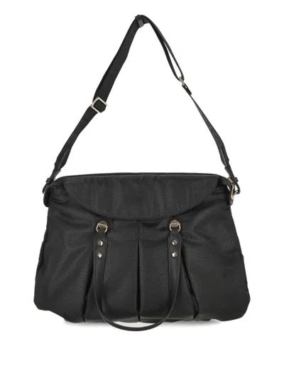 Borbonese Shopping Bag Croissant Large Recycled Fabric Op In Dark Black