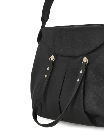 Borbonese Shopping Bag Croissant Large Recycled Fabric Op In Dark Black
