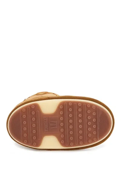 Moon Boot High Suede Boots In Cognac With Wedge Embroidery