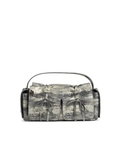 Acne Studios Multipocket Metallic-suede Top Handle Bag In Gray