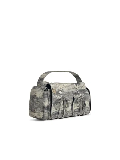 Acne Studios Multipocket Metallic-suede Top Handle Bag In Gray