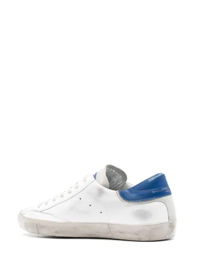 Philippe Model Prsx Low Sneakers In Leather Color White And Bluette