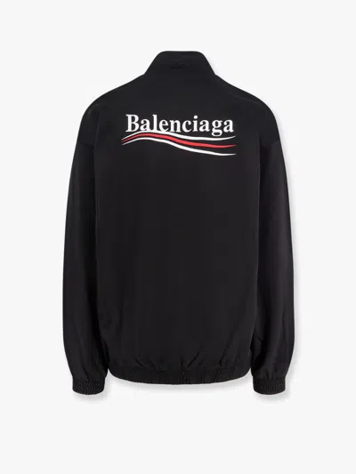 Balenciaga Black Sweatshirt With High Neck And Front And Rear Logo Print In Cotton Blend Man In Black
