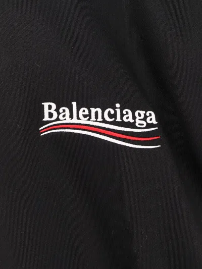 Balenciaga Black Sweatshirt With High Neck And Front And Rear Logo Print In Cotton Blend Man In Black