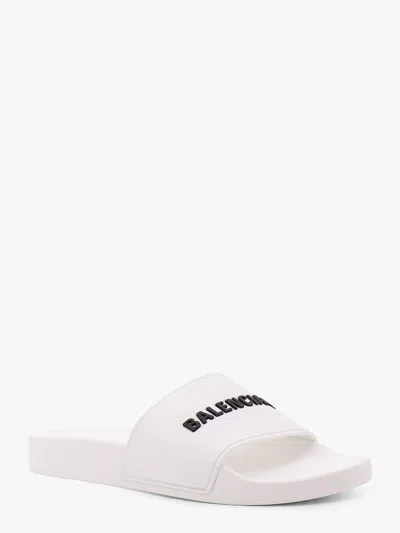 Balenciaga Pool Logo-embossed Rubber Slides In White