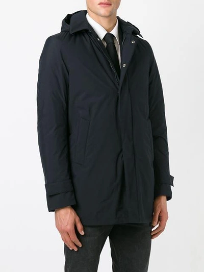 Shop Herno Hooded Coat - Black