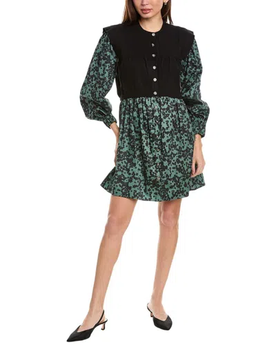 Crosby By Mollie Burch Hendrix Mixed Media Mini Dress In Green