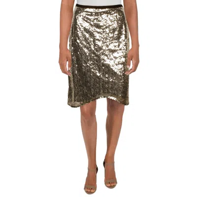 Gracia Womens Sequined Polyester Mini Skirt In Silver