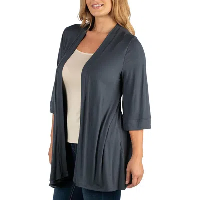 24seven Comfort Apparel Open Front Elbow Length Sleeve Maternity Cardigan In Pink
