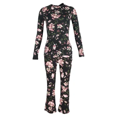 Erdem Kelly Turtleneck Top And Vina Cropped Belted Flare Jeans In Floral-print Cotton In Multi