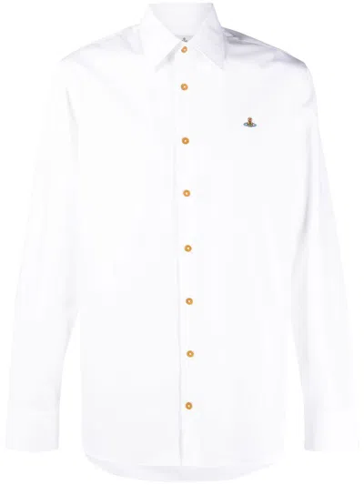 Vivienne Westwood Shirt With Subtle Orb Embroidery And Tailored Fit In White