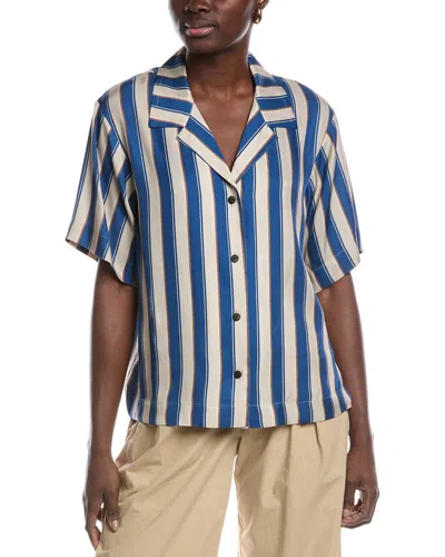 Rag & Bone Women's Declan Silk Striped Camp Shirt In Blue