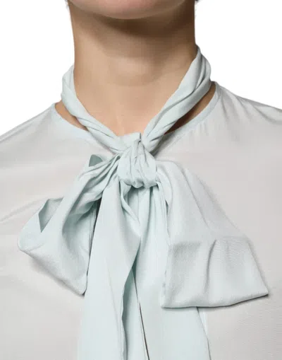 Pre-owned Ballantyne Light Blue Silk Ascot Collared Long Sleeves Women's Top ()