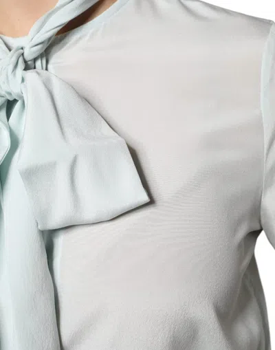 Pre-owned Ballantyne Light Blue Silk Ascot Collared Long Sleeves Women's Top ()