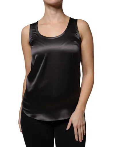 Pre-owned Brunello Cucinelli Black Silk Blend Sleeveless Tank Women's Top ()