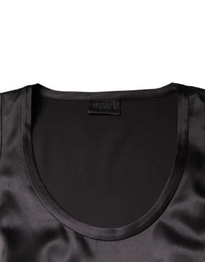 Pre-owned Brunello Cucinelli Black Silk Blend Sleeveless Tank Women's Top ()