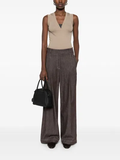 Brunello Cucinelli Scollo V S/m In Beige