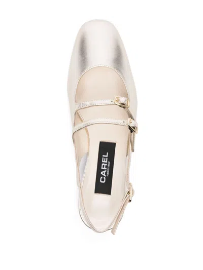 Carel Paris Peche Laminated Leather Ballets In Grey