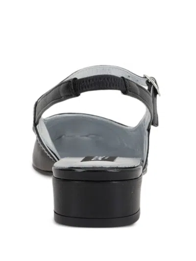 Carel Paris Leather Block Heel Ballerinas With Sling Back In Black