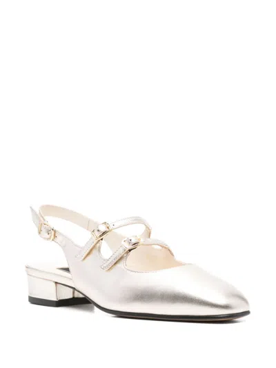 Carel Paris Peche Laminated Leather Ballets In Grey