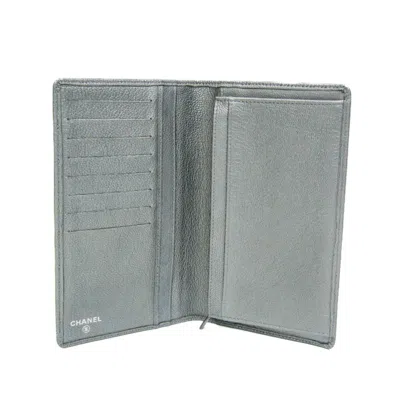 Pre-owned Chanel Coco Mark Silver Leather Wallet  ()
