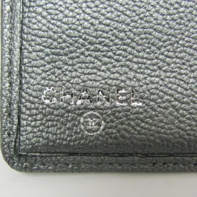 Pre-owned Chanel Coco Mark Silver Leather Wallet  ()