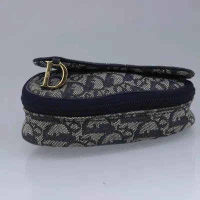 Pre-owned Dior Saddle Navy Canvas Wallet  ()