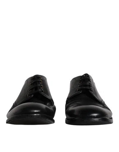 Pre-owned Dolce & Gabbana Black Leather Derby Formal Men Dress Men's Shoes ()