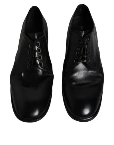 Pre-owned Dolce & Gabbana Black Leather Derby Formal Men Dress Men's Shoes ()