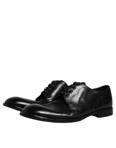 Pre-owned Dolce & Gabbana Black Leather Derby Formal Men Dress Men's Shoes ()