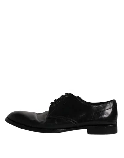 Pre-owned Dolce & Gabbana Black Leather Derby Formal Men Dress Men's Shoes ()