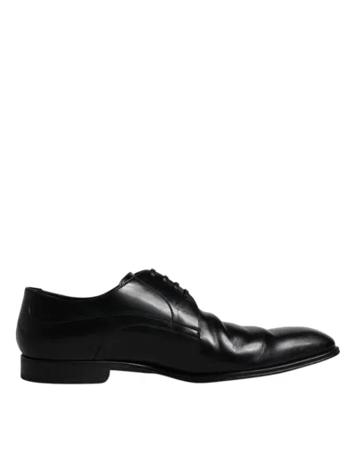 Pre-owned Dolce & Gabbana Black Leather Derby Formal Men Dress Men's Shoes ()