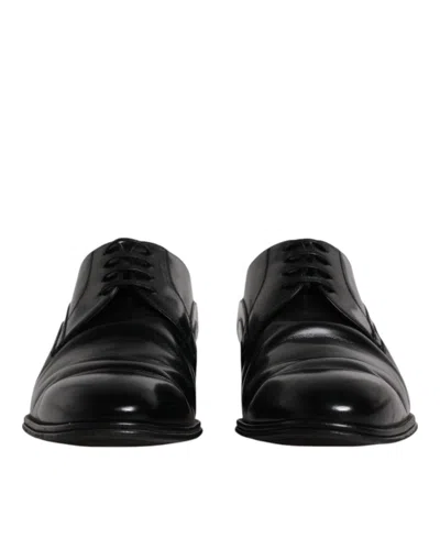 Pre-owned Dolce & Gabbana Black Leather Derby Formal Men Dress Men's Shoes ()
