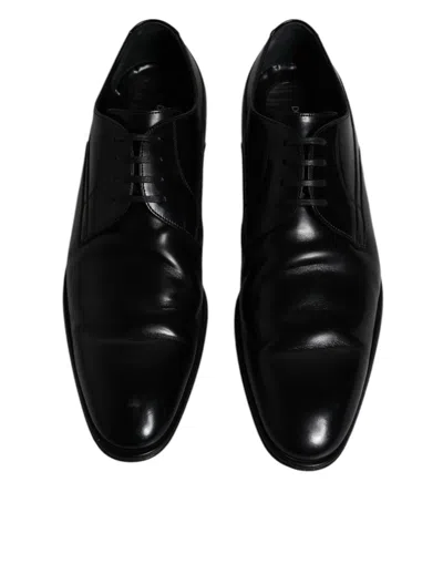 Pre-owned Dolce & Gabbana Black Leather Derby Formal Men Dress Men's Shoes ()