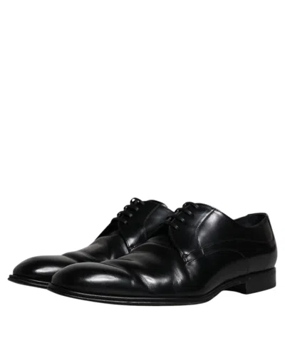 Pre-owned Dolce & Gabbana Black Leather Derby Formal Men Dress Men's Shoes ()