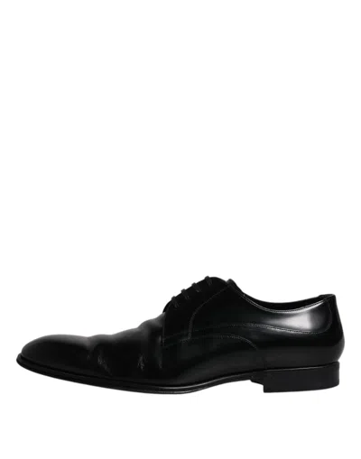 Pre-owned Dolce & Gabbana Black Leather Derby Formal Men Dress Men's Shoes ()