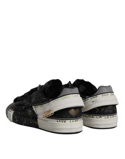 Pre-owned Dolce & Gabbana Black White Portofino Low Top Sneakers Men's Shoes () In Black And White